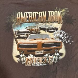 American Iron brown muscle car tee.